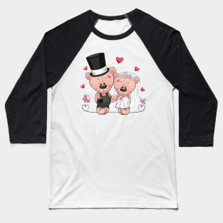 Сute couple of newlyweds bears in wedding clothes. Baseball T-Shirt